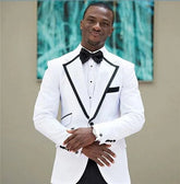 White Groom Tuxedo for African Wedding Slim Fit Formal Men Suits Notched Lapel Smoking Male Prom Blazer 2 Piece (Jacket+Pants)